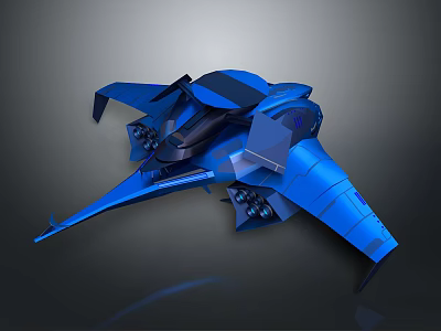 Futuristic Blue Aerial Vehicle Design With Sleek Wings And Advanced Structure 3d model