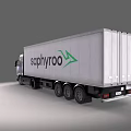 White Saphyrroo Cargo Truck With Green Arrow Logo And Container Body