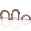Stone Arch Models In Various Sizes With Textured Surface And Reflections On White Background 3d model
