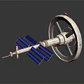 Space Station Model With Circular Module Blue Solar Panels And VASIMR Engine