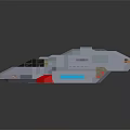 Futuristic White Spaceship 3D Model With Transparent Cockpit Blue Red Accents