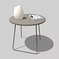 Comfortable Single Sofa With Round Side Table White Vase And Magazine 3d model