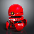 Red Emergency Robot R873 With AT EQUIP Label And Round Red Head