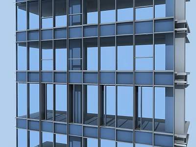 Modern Multi storey Building Facade With Glass Windows And Metal Frames 3d model