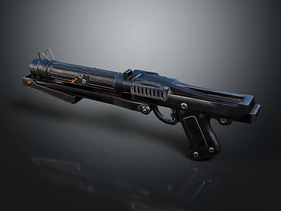 Futuristic Sci-Fi Weapon Featuring Black Metallic Body Long Barrel Ergonomic Grip And Tactical Sights 3d model