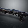 Futuristic Sci-Fi Weapon Featuring Black Metallic Body Long Barrel Ergonomic Grip And Tactical Sights
