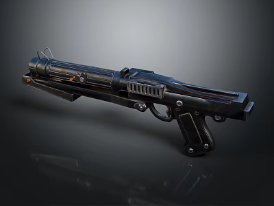 Futuristic Sci-Fi Weapon Featuring Black Metallic Body Long Barrel Ergonomic Grip And Tactical Sights 3d model