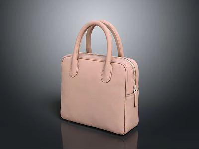 Everyday Stylish Pink Leather Handbag With Double Handles And Side Zipper 3d model