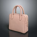 Everyday Stylish Pink Leather Handbag With Double Handles And Side Zipper