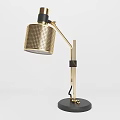 Modern Gold Table Lamp With Perforated Shade Adjustable Arm And Black Base 3d model