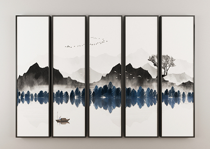 New Chinese Landscape Painting Hanging Painting 3d model