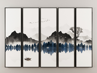 New Chinese Landscape Painting Hanging Painting 3d model