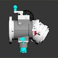 Industrial Mechanical Device With Silver Metal Body Green Handle And Black Circular Component