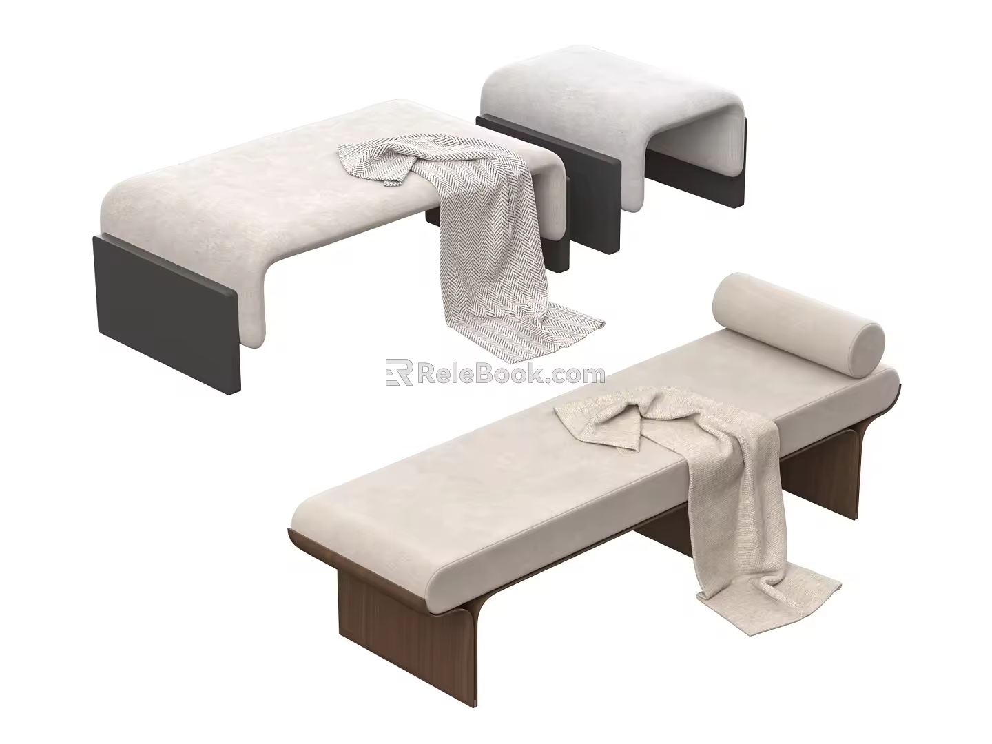 Modern bed end stool 3d model