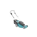 Blue Electric Lawn Mower As Practical Daily Use Appliance For Garden Maintenance