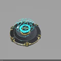 Advanced Holographic Projection Device With Circular Base And Blue Hologram