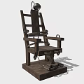 Antique Wooden Electric Chair Structure Featuring Metal Components And Intricate Details