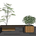 Outdoor Bench With Wooden And Metal Frame Surrounded By Green Plants In Modern Space