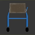 Patient Transport Trolley With Blue Frame Brown And Blue Mattress And Rolling Wheels
