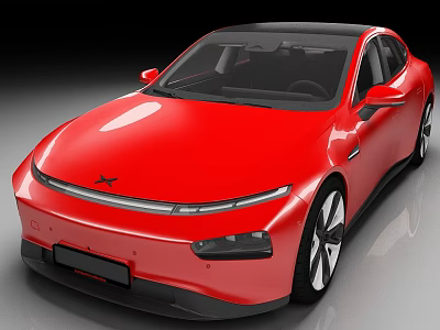 Red Sporty Modern Car With Sleek Aerodynamic Body And Stylish Front Design 3d model
