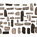 Natural Stone and Wood Pieces with Various Sizes Shapes and Textures