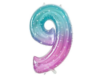 Colorful Gradient Number 9 Balloon With Star Patterns For Party Decoration 3d model