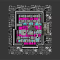 Cartoon Scene Featuring Modern Building With Neon Lights Pink Interior And Glass Walls