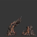 Irregular Wooden Stone Decorative Pieces with Natural Texture and Glowing Lines