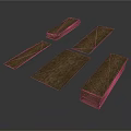 Natural Brown Wooden Planks Display With Stacked And Individual Pieces