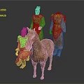 Ancient Terracotta Sculptures with Detailed Standing Kneeling Figures Horse Statue Textured Surface
