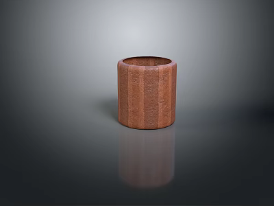 Wooden Cylindrical Storage Container For Daily Use With Patterned Surface And Smooth Finish 3d model