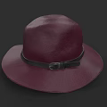 Burgundy Leather Hat With Black Belt Buckle On Dark Background