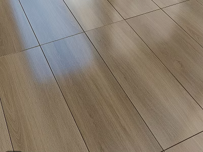 Polished Natural Wooden Floor With Smooth Surface And Light Brown Finish 3d model