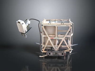 Intricate Game Movie Mechanical Character With Metal Frame White Parts And Wheels 3d model