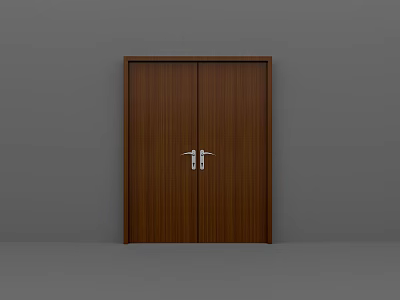 Modern Wooden Double Doors With Brown Finish For Home Interior Design 3d model