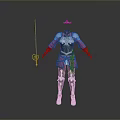 Detailed Warrior Armor Design With Red Accents Silver Plates And Long Sword