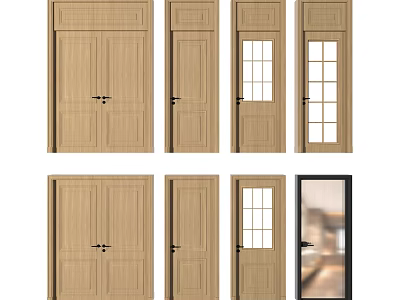 Various Wooden Swing Door Designs With Single Leaf Double Leaf And Glass Panel Styles 3d model