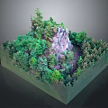 Miniature Natural Landscape Model With Dense Forest Rocky Hill And Various Trees