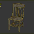Rustic Wooden Leisure Chair With Slatted Back Distressed Surface And Natural Texture