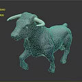 Blue Bull Game Movie Character With White Horns In Standing Posture