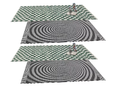 Stylish Square Rugs With Checkerboard And Spiral Patterns For Home Decor 3d model