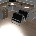 Foldable Rolling Tables With Gray Top And White Frame In Office Workspace