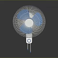 Modern Electric Fan With Blue Blades White Mesh Cover And Blue Base