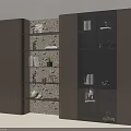 Elegant Modern Bookcase with Glass Doors Layered Shelves Books and Decorative Items