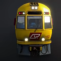 Yellow and Gray Train with Number 152 Red Logo and Multiple Carriages 3d model
