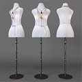 Three White Floor Lamps With Metal Base And Decorative Column Details