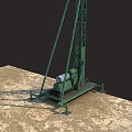 Green Industrial Foundation Construction Equipment Working on Soil Ground Surface 3d model
