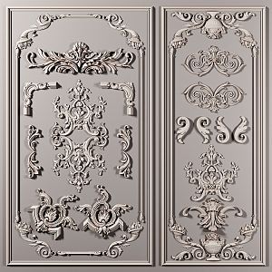 European-style carved corner line 3d model