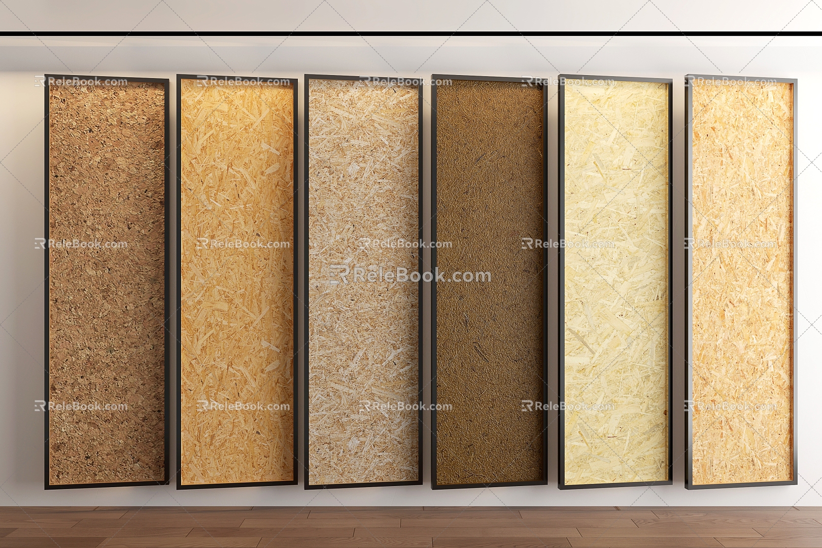 Modern solid wood particle board plywood European pine board furniture material display board 3d model