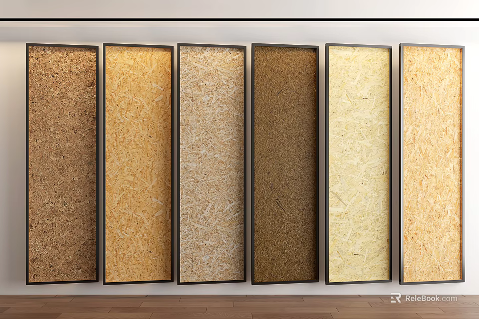 Various Textured Wooden Panels With Color Variations In Vertical Wall 3d model 